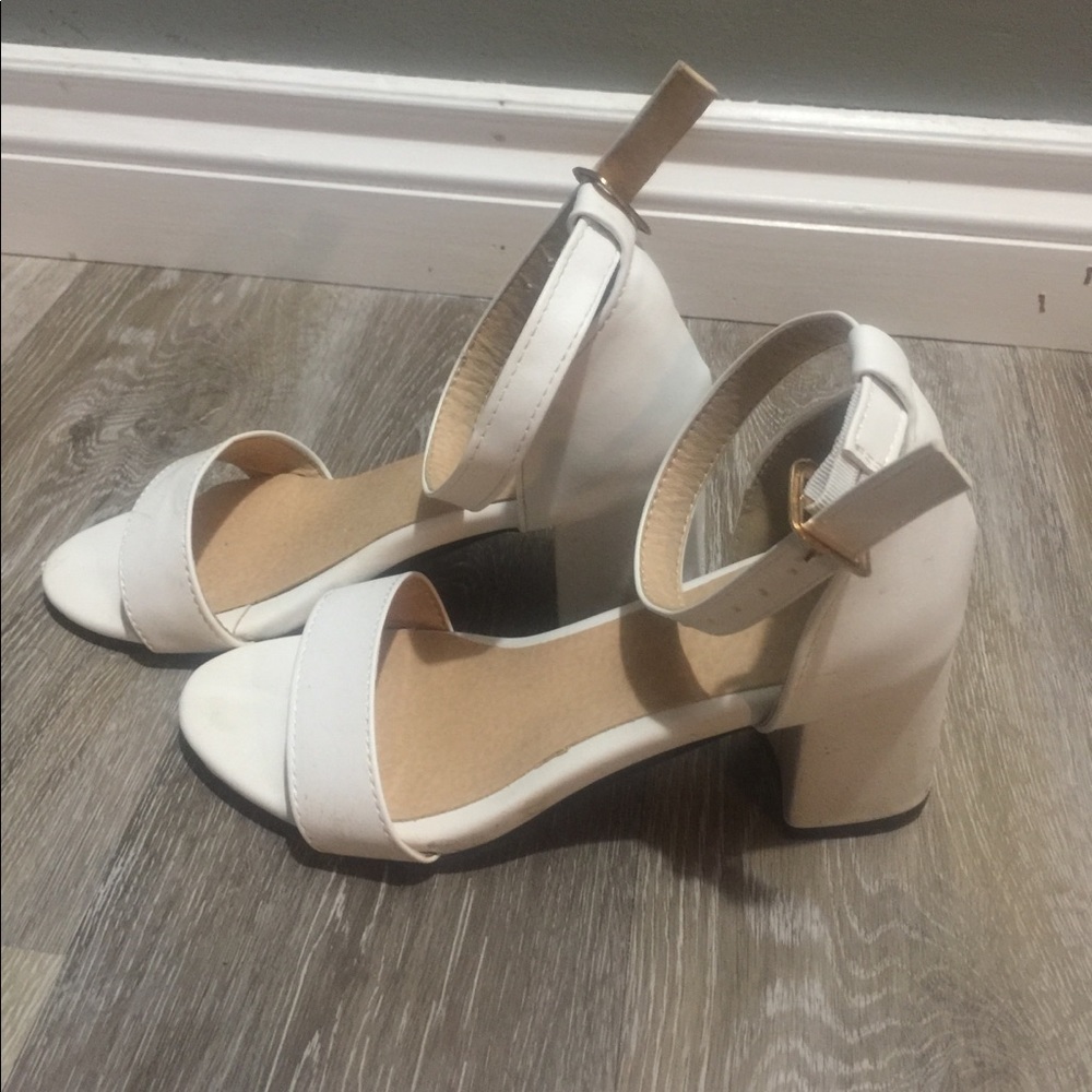 White wedged heels